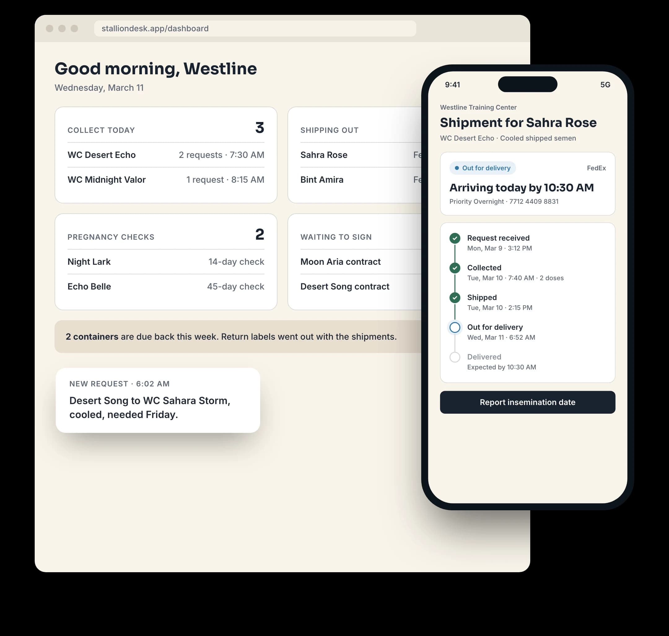The Dashboard: blockers, open requests, shipments in transit and balance due